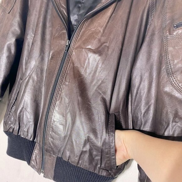 Vintage Black Sheep Brown Leather Bomber M - Picture 8 of 16